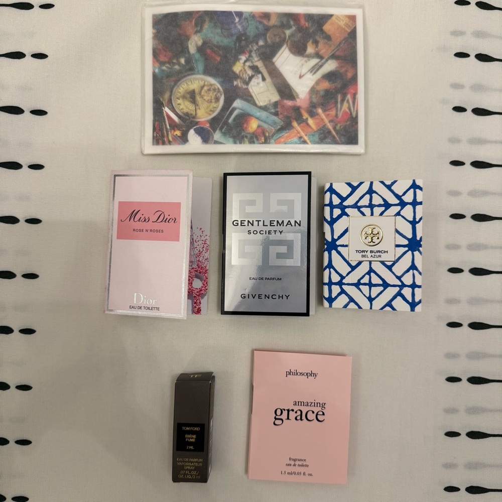 Various designer perfume samples (Dior,Tory Burch,Givenchy…)